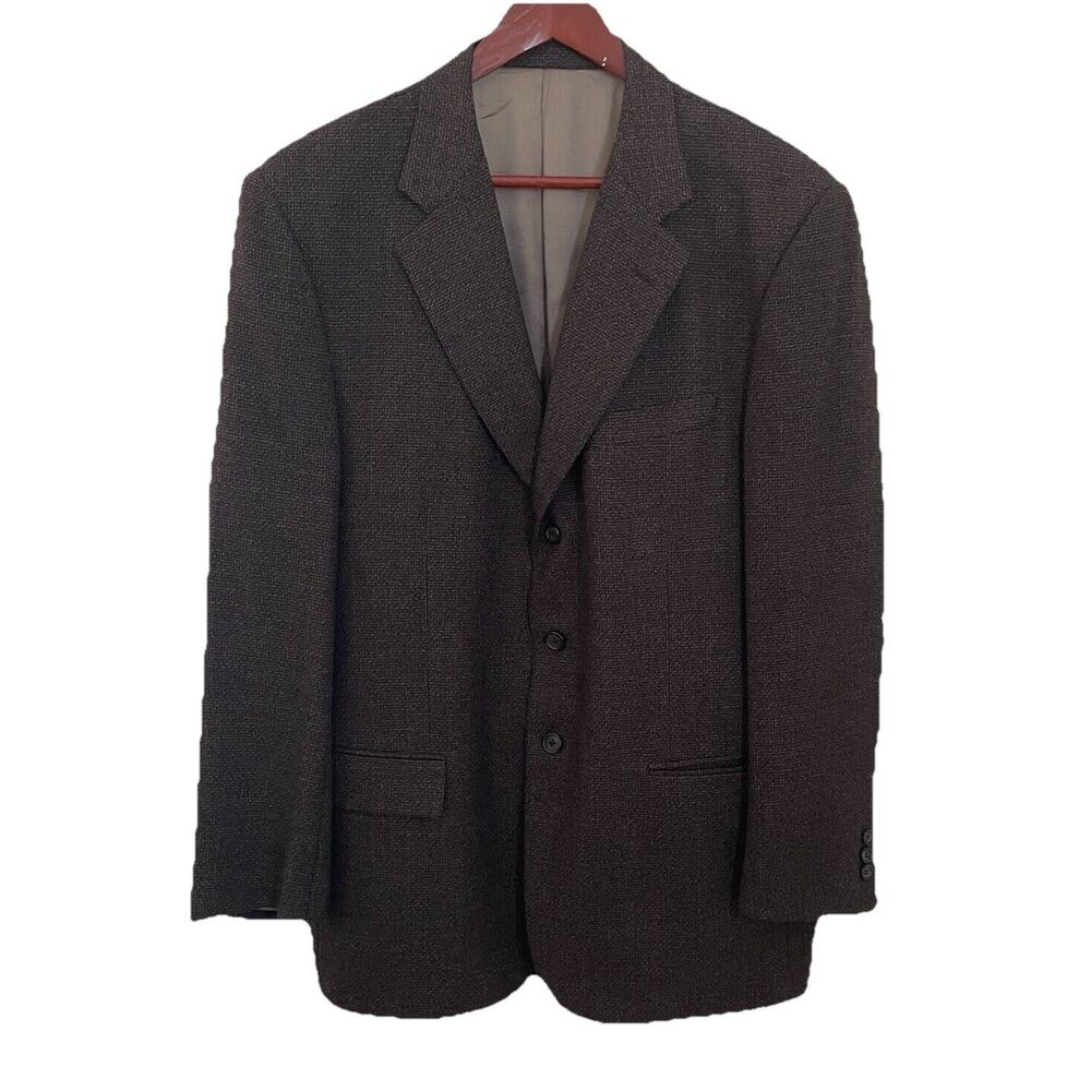 Vintage Monsieur By Givenchy Brown Mens 42R 3-Button Suit Jacket Wool Blazer